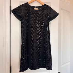 Cat & Jack Short Sleeve Black Velvet Sequin Dress Girls Size XL 14 NWT